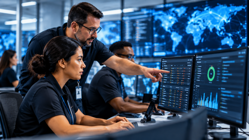 Federal IT operations team monitoring network performance and security